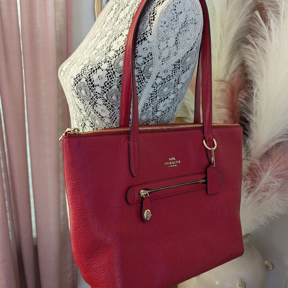 COACH...Large Red Pebble Leather Tote